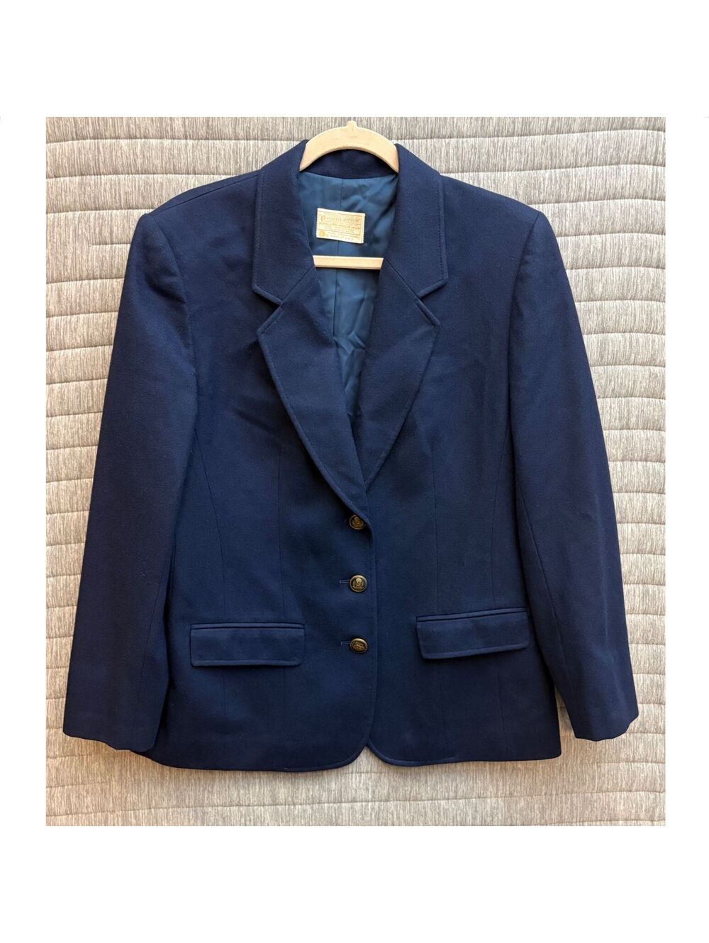 Pendleton VTG Navy Blue Wool Blazer Jacket Women's Size 10 Quiet Luxury Preppy